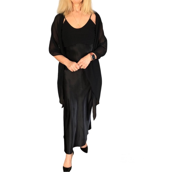 Mark Edwards Evening Gown skinny straps Aline almost floor length satiny size 8 - Picture 4 of 7